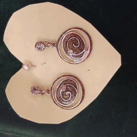 CHICO'S Necklace & Earrings (pierced) Brown/Silver Metal Medallion Leather Chain - Picture 3 of 6